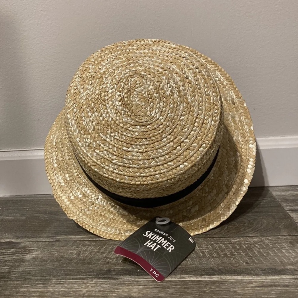 Boater Hat Adult Mens Skimmer Roaring 20s Halloween Costume Fancy Dress